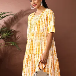 Jaipur Kurti Women Tie & Dye Printed Fit and Flare Midi Ethnic Dress-image-54