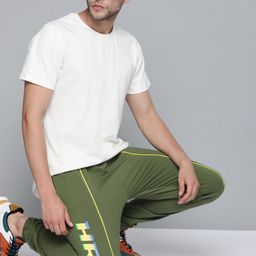 HRX By Hrithik Roshan Men Winter Moss Brand Logo Printed Slim Fit Pure Cotton Joggers-image-33