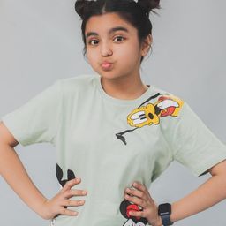 Nap Chief Kids Sage Green Disney Mickey & Friends Printed Slim Fit Cotton T-shirt-image-42
