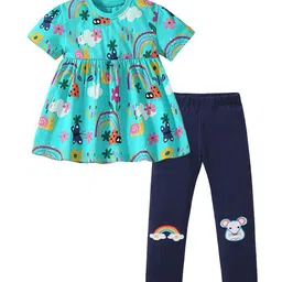 StyleCast x Revolte Girls Blue & Green Printed Top with Leggings-image-73