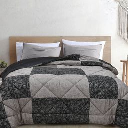 LINENWALAS Happy Sleeping Grey Melange Floral Mild Winter 300 GSM Single Bed Comforter-image-15