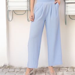 DressBerry Women Street Savvy Seersucker Textured Pleated High-Rise Parallel Trousers-picture-33