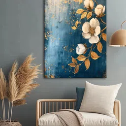 999Store Blue & Brown Canvas Floral and Botanical Wall Paintings-image-56