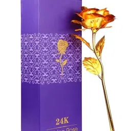 TIED RIBBONS Valentine Gold-Toned Artificial Rose Flower Stick Gift-image-56