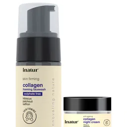 Inatur Combo of 2 Collagen Night Cream 50g & Collagen Cleansing Foam Anti Aging 100ml-11
