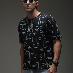 Stormborn Men Printed Drop-Shoulder Sleeves Monochrome T-shirt-image-18
