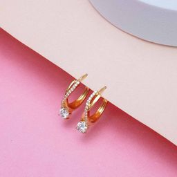 Zisthi 925 Sterling Silver Cubic Zirconia Studded Hoop Earrings-picture-31