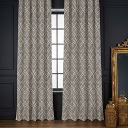 URBAN SPACE Brown & White 2 Pieces Geometric Printed Jacquard Long Door Curtains-image-12