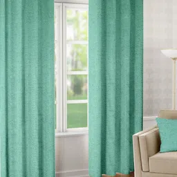 Raymond Home Teal 2 Pieces Abstract Woven Design Door Curtains-49