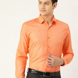 SOJANYA Men Orange Classic Fit Solid Formal Shirt-image-63