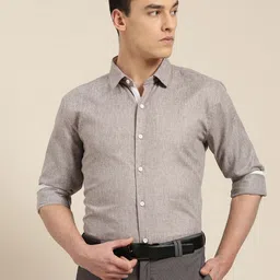 SOJANYA Men Taupe Classic Regular Fit Self Design Formal Shirt-image-12