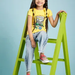 Harry Potter by Wear Your Mind Girls Yellow Harry Potter Printed Pure Cotton T-shirt-image-62