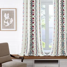 Story@home White & Grey Geometric Room Darkening Window Curtain-image-47