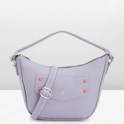 Baggit Solid PU Structured Hobo Bag with Flap Applique & Minimal Studded Detail-2