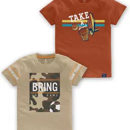 CODEZ Boys Multicoloured Typography 2 Printed Applique T-shirt-58