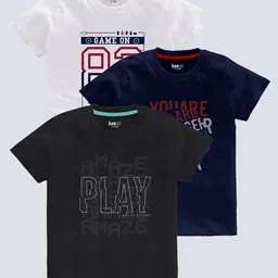 BAESD Boys Pack Of 3 Typography Printed T-shirt-22