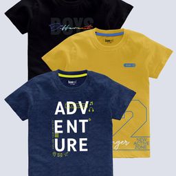 BAESD Boys Pack Of 3 Typography Printed T-shirts-picture-20