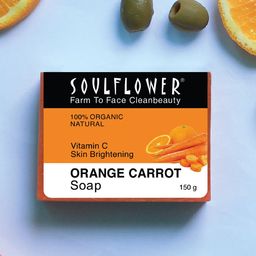 Soulflower Set of 2 Orange Carrot Handmade Soaps For Sensitive & Irritated Skin 150 g each-13