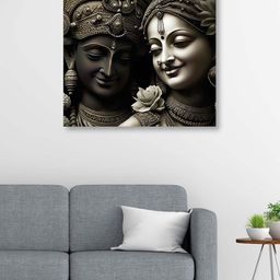 OLIVE TREE Gunmetal-Toned & White Religious Canvas Framed Painting Wall Art-image-53