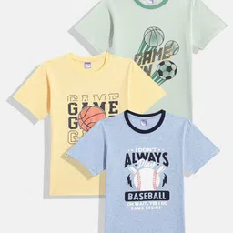 Here&Now X Game Begins Boys Assorted Set of 3 Typography Printed T-shirts-9