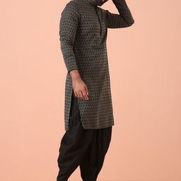 KISAH Men Woven Design Regular Fit Ethnic Motifs Kurta Dhoti Set-picture-13