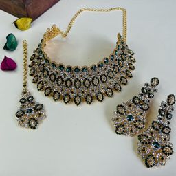 Anouk Gold-Plated Artificial Stones-Studded Jewellery Set With Maang Tika-image-41
