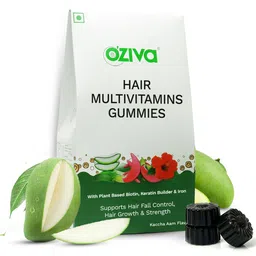 OZiva Raw Mango Flavoured Hair Multivitamins Gummies with Biotin & Keratin - 30 Gummies-31