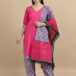 MIRAAN Geometric Printed Pure Cotton Unstitched Dress Material-image-11