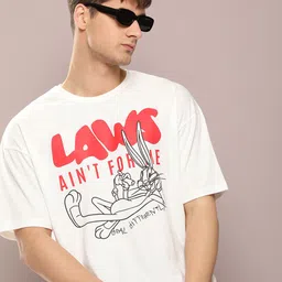 Kook N Keech Looney Tunes Men Bugs Bunny Printed Oversized Drop-Shoulder Sleeves T-shirt-image-27