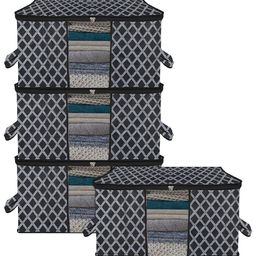 Kuber Industries Black & White 4 Pieces Checked Printed Multi-Utility Organisers-19
