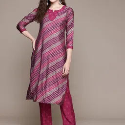 Readiprint Fashions Leheriya Printed Pure Silk Kurta With Trousers-picture-21