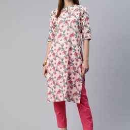 Readiprint Fashions Women Floral Printed Regular Thread Work Pure Cotton Kurta with Trousers-picture-28