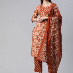 Readiprint Fashions Floral Printed Beads & Stones Pure Cotton Kurta Set-picture-46
