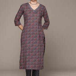 Readiprint Fashions Floral Printed Pure Cotton Kurta with Trousers-image-13