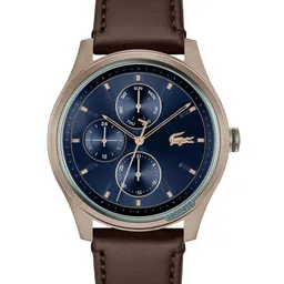Lacoste Men Brass Dial & Leather Straps Analogue Multi Function Watch-image-88
