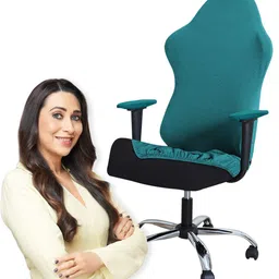 HOKIPO Teal Green Jacquard Stretchable Elastic Rotating Gaming Chair Slipcover-image-52