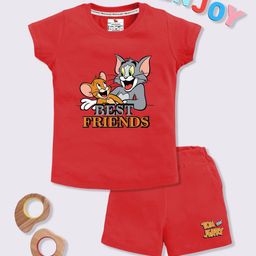 YK X Minute Mirth Girls Tom & Jerry Printed Pure Cotton T-shirt with Shorts-image-25