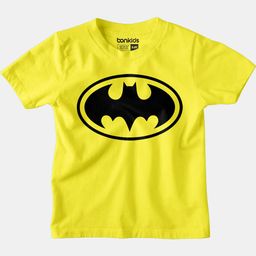 BonOrganik Boys Yellow Batman Logo Printed Pure Cotton T-shirt-image-81