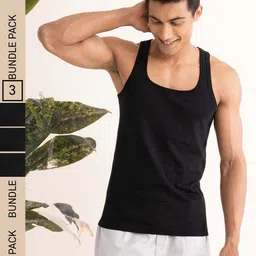 DAMENSCH Men Pack Of 3  Anti-Microbial Solid NEO-Cotton Basic Innerwear Vests-39