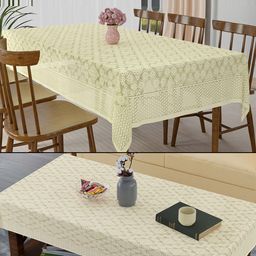 Kuber Industries Cream-Coloured 2 Pieces Printed Cotton Dining Cover & Center Table Cover-21