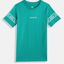 HRX by Hrithik Roshan Boys Blue Typography Pure Cotton T-shirt-image-41