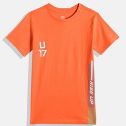 HRX by Hrithik Roshan Boys Orange Typography Printed Pure Cotton T-shirt-image-14