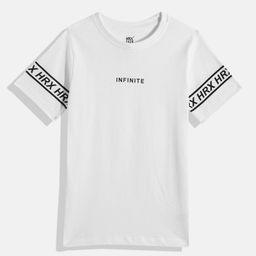 HRX by Hrithik Roshan Boys White Typography Pure Cotton T-shirt-image-52