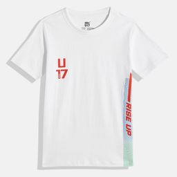 HRX by Hrithik Roshan Boys White & Red Typography Printed Pure Cotton T-shirt-image-55