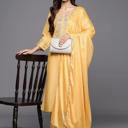 Libas Floral Yoke Design Thread Work Kurta with Trousers & With Dupatta-picture-32