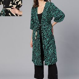 Oxolloxo Abstract Printed Belt Detail Reversible Cover-Up Nightdress-27