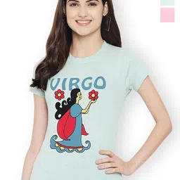 Fabflee Women Multicoloured 3 Printed Extended Sleeves Applique T-shirt-image-31