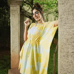 Global Desi Women Yellow Floral Printed Flared Sleeves Straight Kurta-picture-19