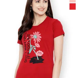 Fabflee Women Multicoloured 3 Printed Extended Sleeves T-shirt-image-97
