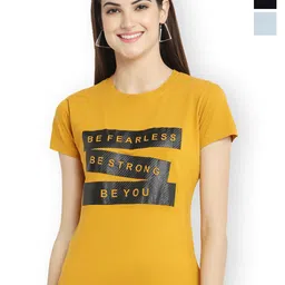 Fabflee Women Multicoloured 3 Printed Extended Sleeves T-shirt-image-85